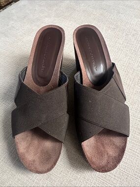 Donald J. Pliner Brown Crisscross Wedge Sandals